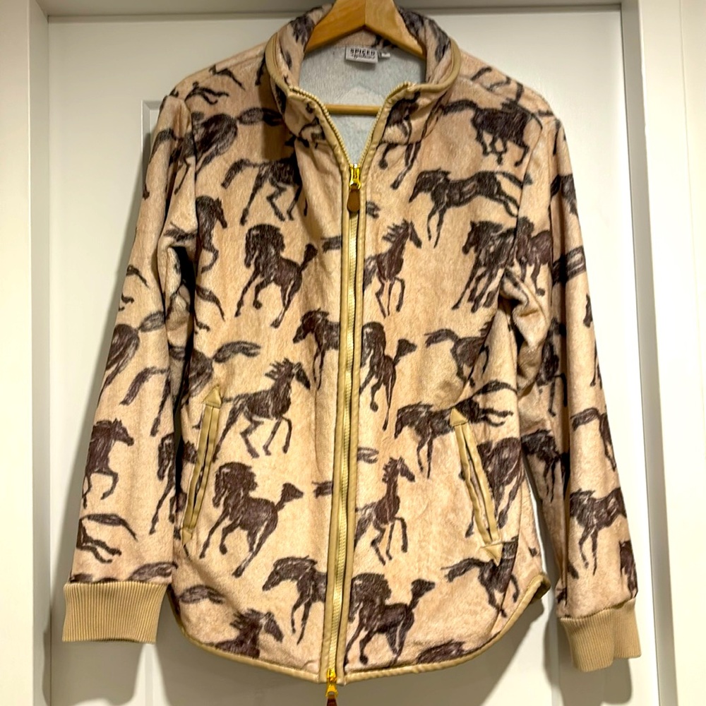 Size Small Spiced Equestrian Horse Print Fleece Jacket